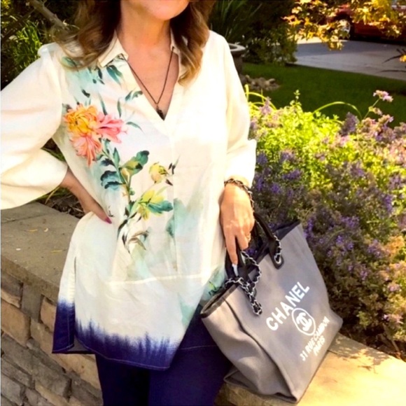 Anthropologie Maeve
Watercolor Printed Tunic Top Bird flowers blouse size MP - Picture 2 of 10